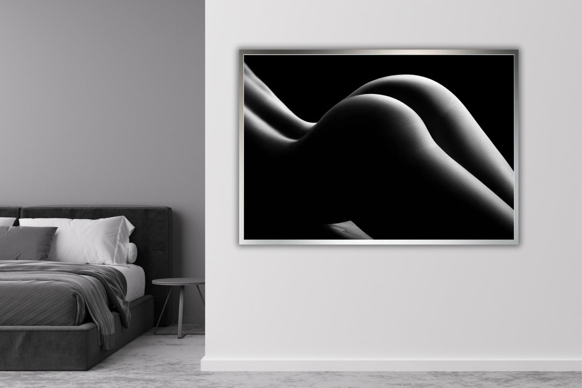 Black And White Curved Form Bodyscape Minimal Abstract Nude Poster - Image 5