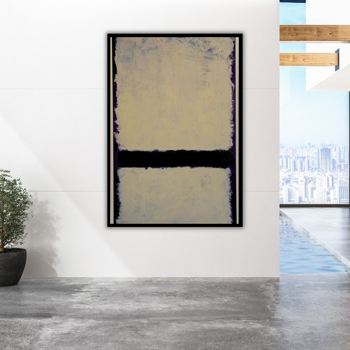 Rothko Style Cream Black Minimalist Color Field Modern Art Wall Poster - Image 2