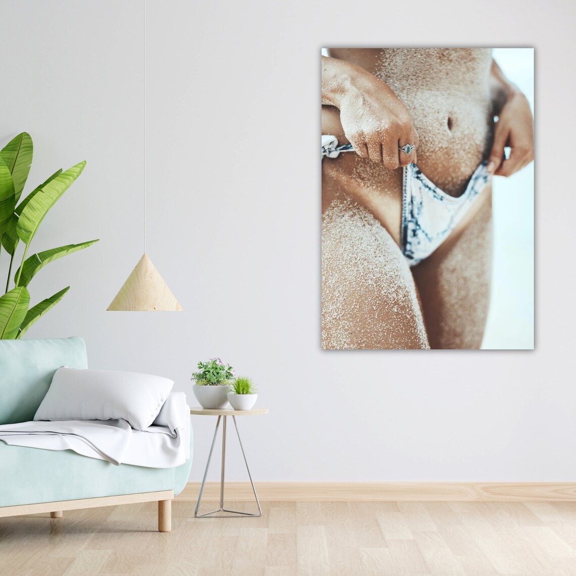 Sensual Woman Sand Covered Bikini Body Beach Close Up Art Poster - Image 3