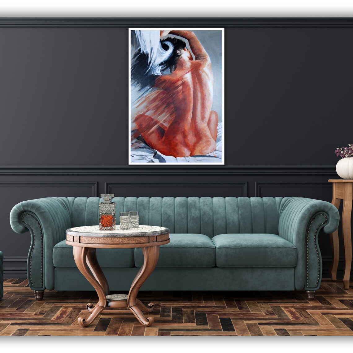Seated Woman Figure Oil Painting Warm Tones Figurative Wall Poster - Image 5