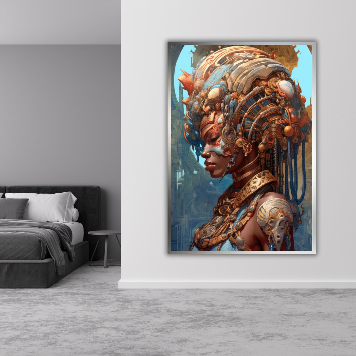 Ethnic Art Print African Woman Ready To Hang Framed Wall Decor Cultural Home Decor Wall Art - Image 3