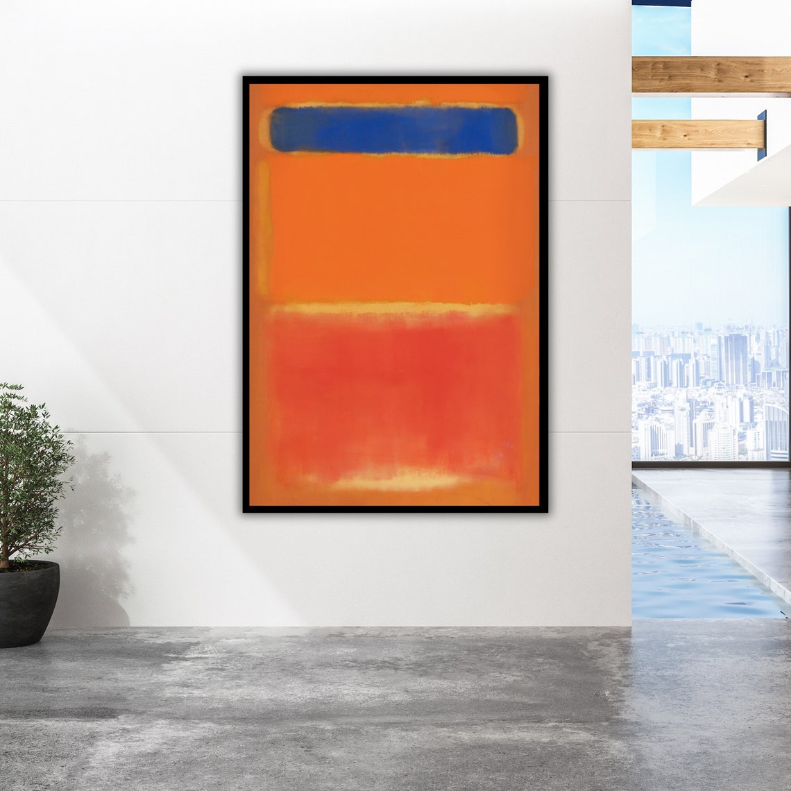 Mark Rothko Style Orange Blue Band Glowing Abstract Art Poster - Image 3