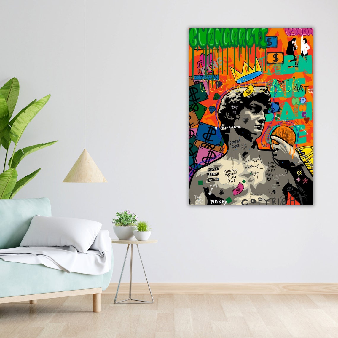 Michelangelo David Graffiti Pop Art Colorful Street Style Poster - Image 5