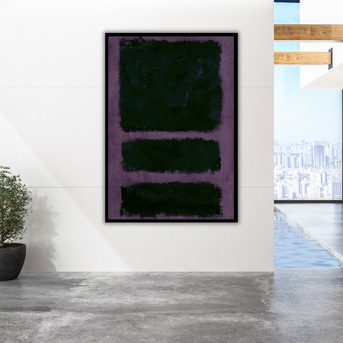 Mark Rothko Style Purple Navy Rectangles Abstract Art Poster - Image 2