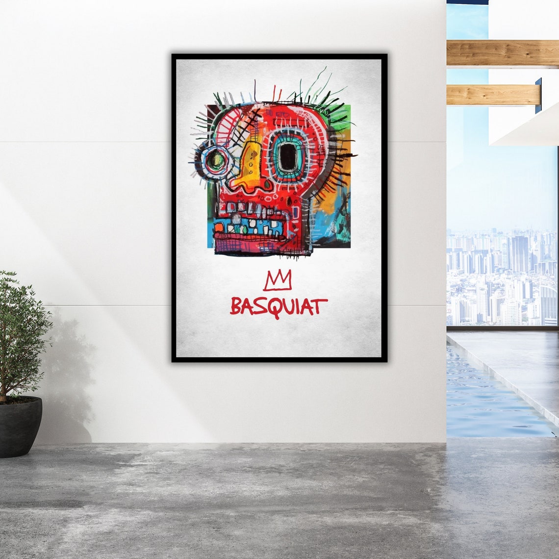Basquiat Style Skull Crown Colorful Neo Expressionist Art Poster - Image 2