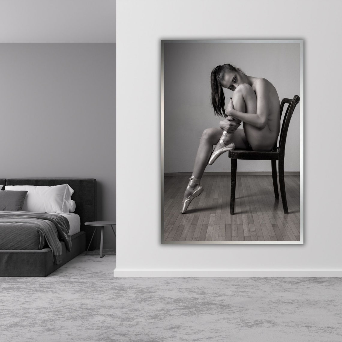 Ballet Dancer Pointe Shoes Chair Graceful Black White Art Poster - Image 4