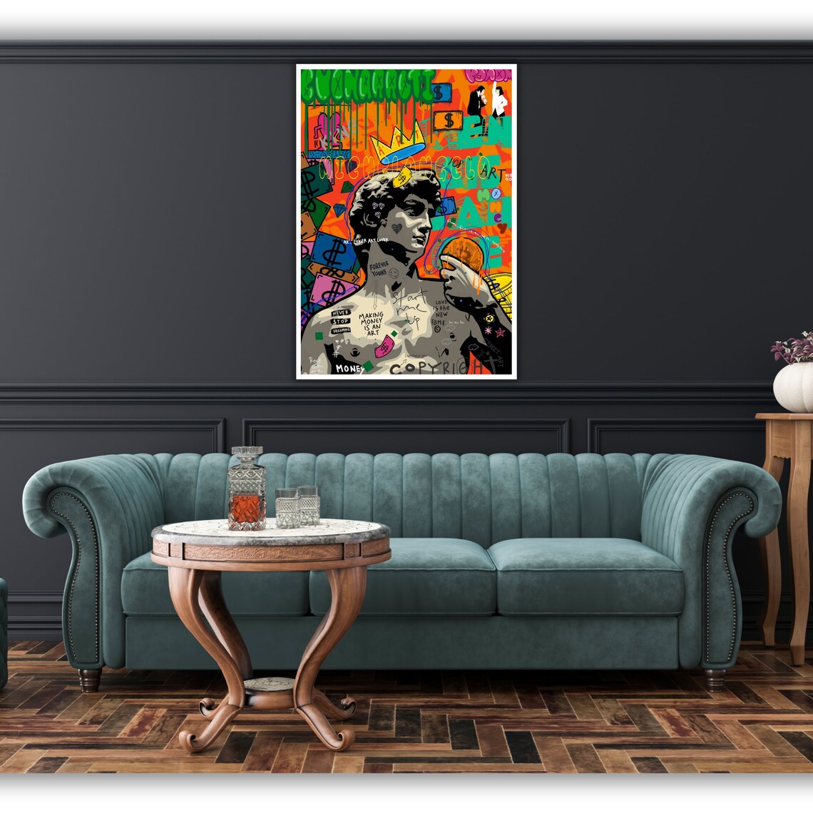 Michelangelo David Graffiti Pop Art Colorful Street Style Poster - Image 4