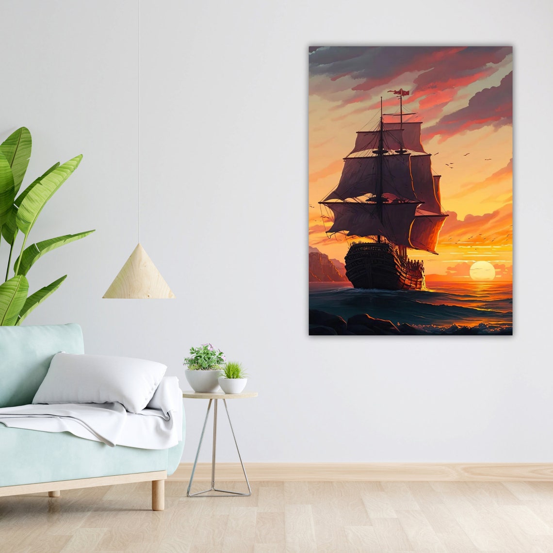 Tall Ship Golden Sunset Ocean Voyage Dramatic Seascape Nautical Poster - Image 5