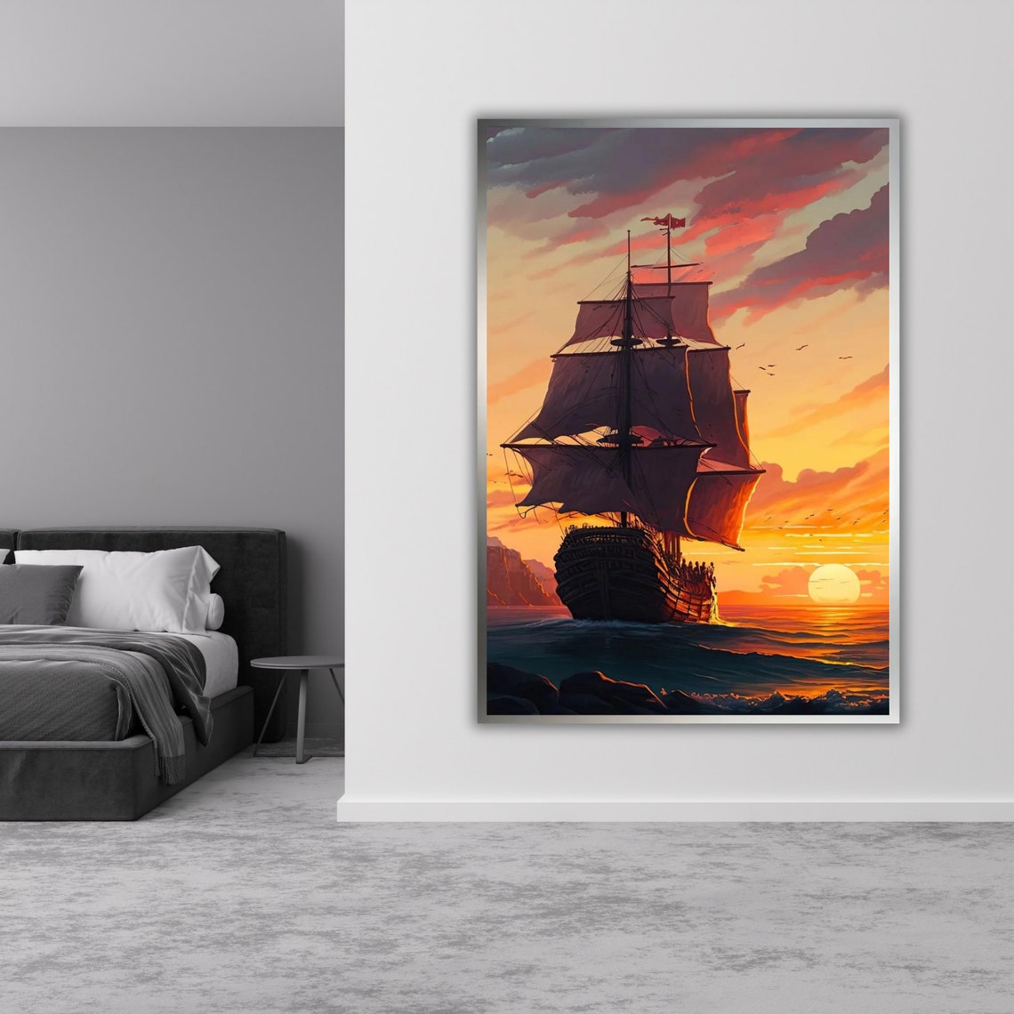 Tall Ship Golden Sunset Ocean Voyage Dramatic Seascape Nautical Poster - Image 4