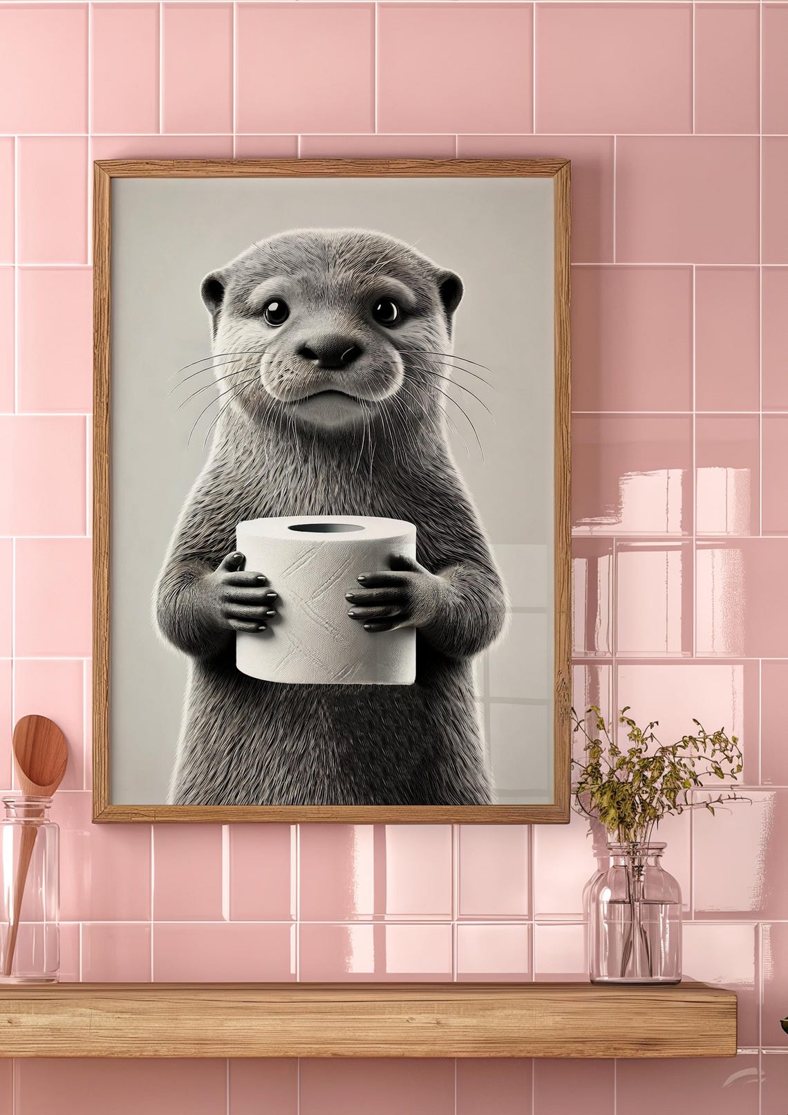 Otter Print, Maximalist Bathroom Wall Art - Image 4