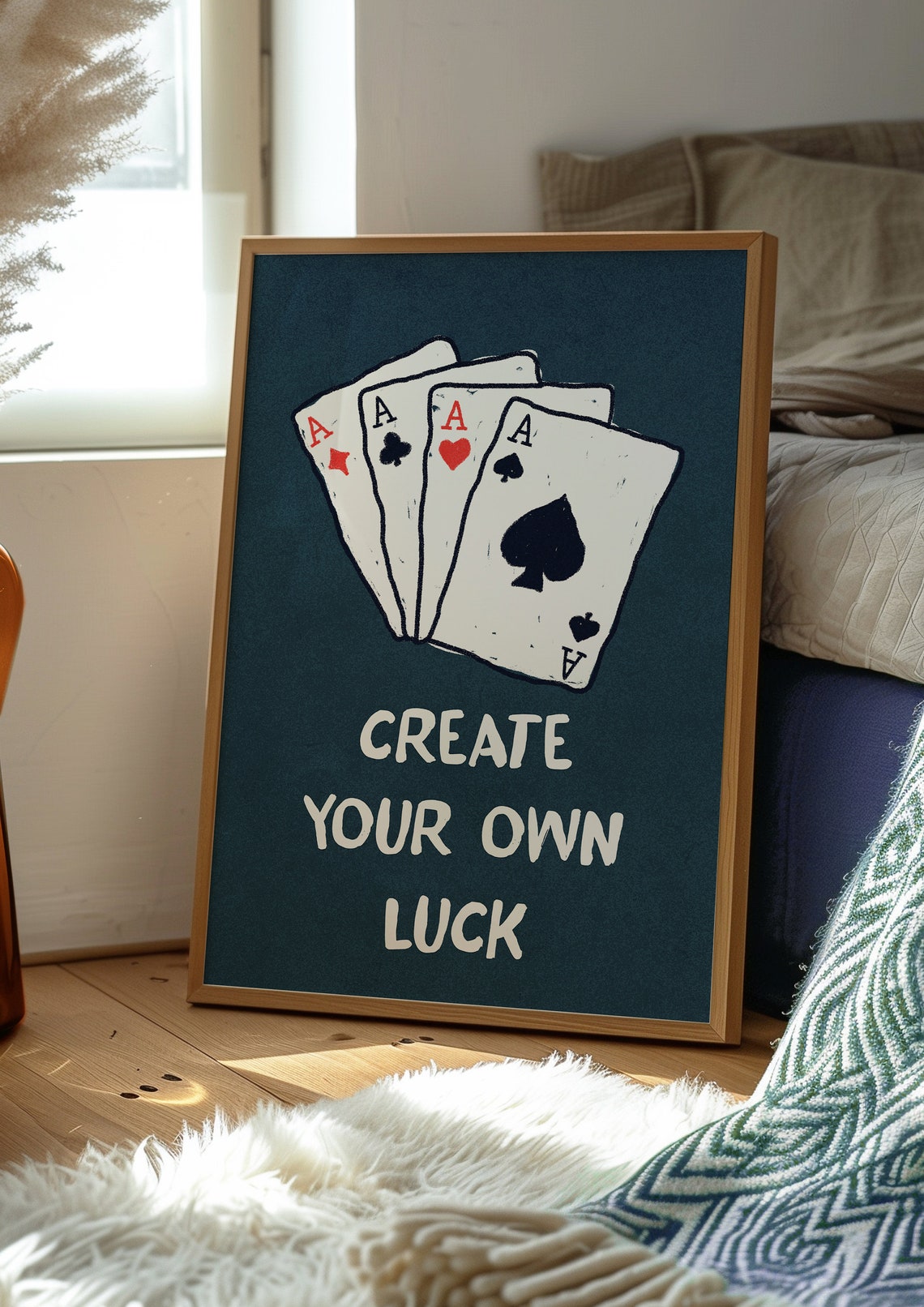 Create Your Own Luck Four Aces Playing Card Retro Game Poster - Image 3