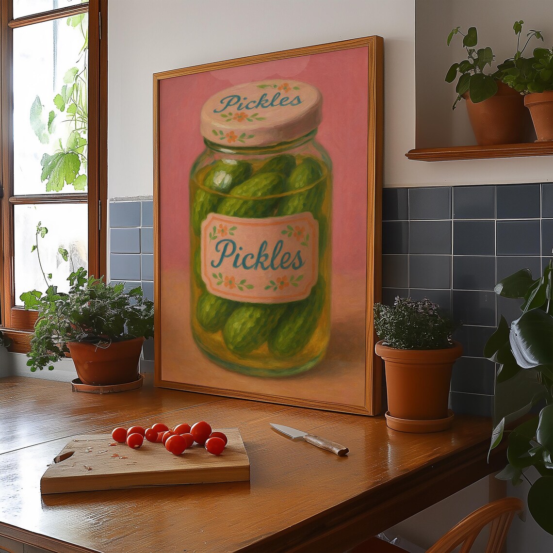 Pickle Print Pink Kitchen Decor, Preppy Poster - Image 2