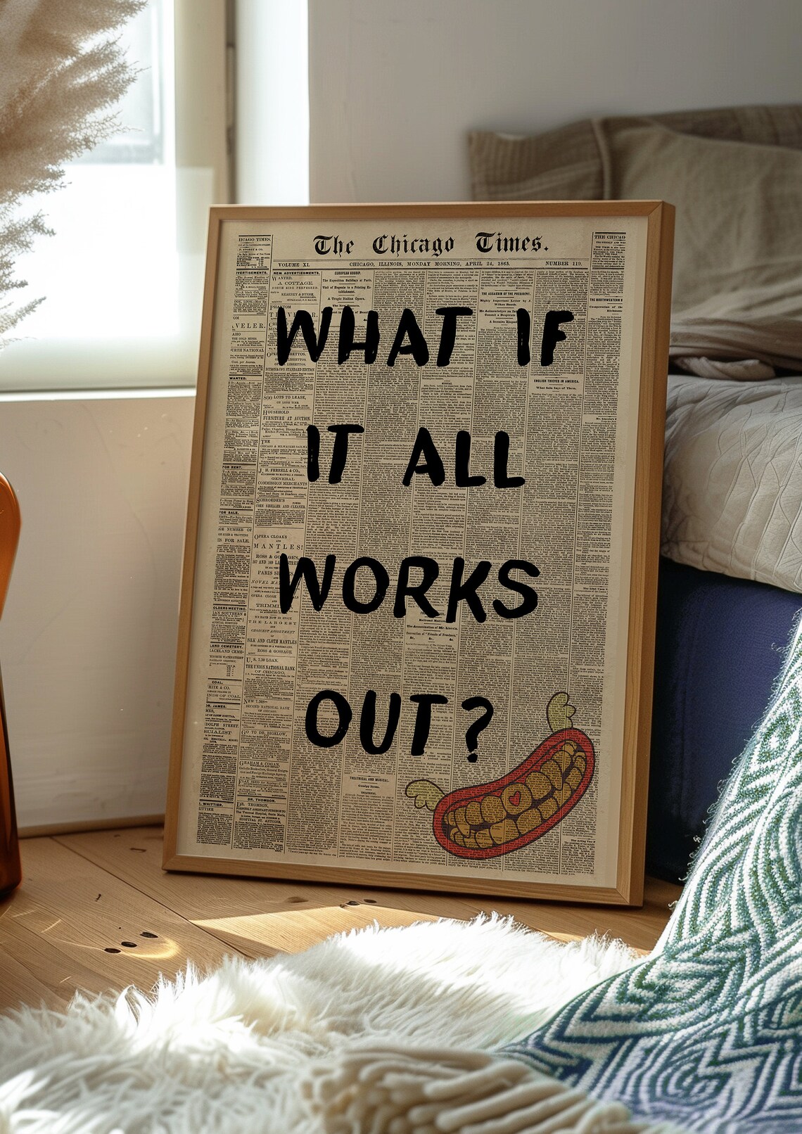 What If It All Works Out Vintage Newspaper Retro Quote Poster - Image 2