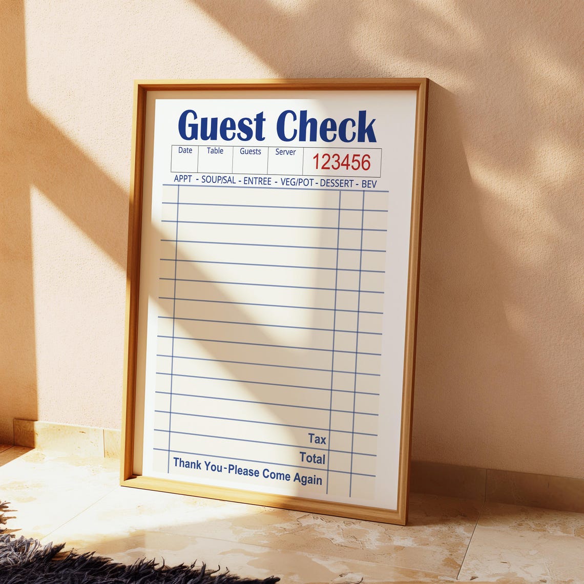 Blank Guest Check Art Print, Trendy Preppy Decor - Image 3