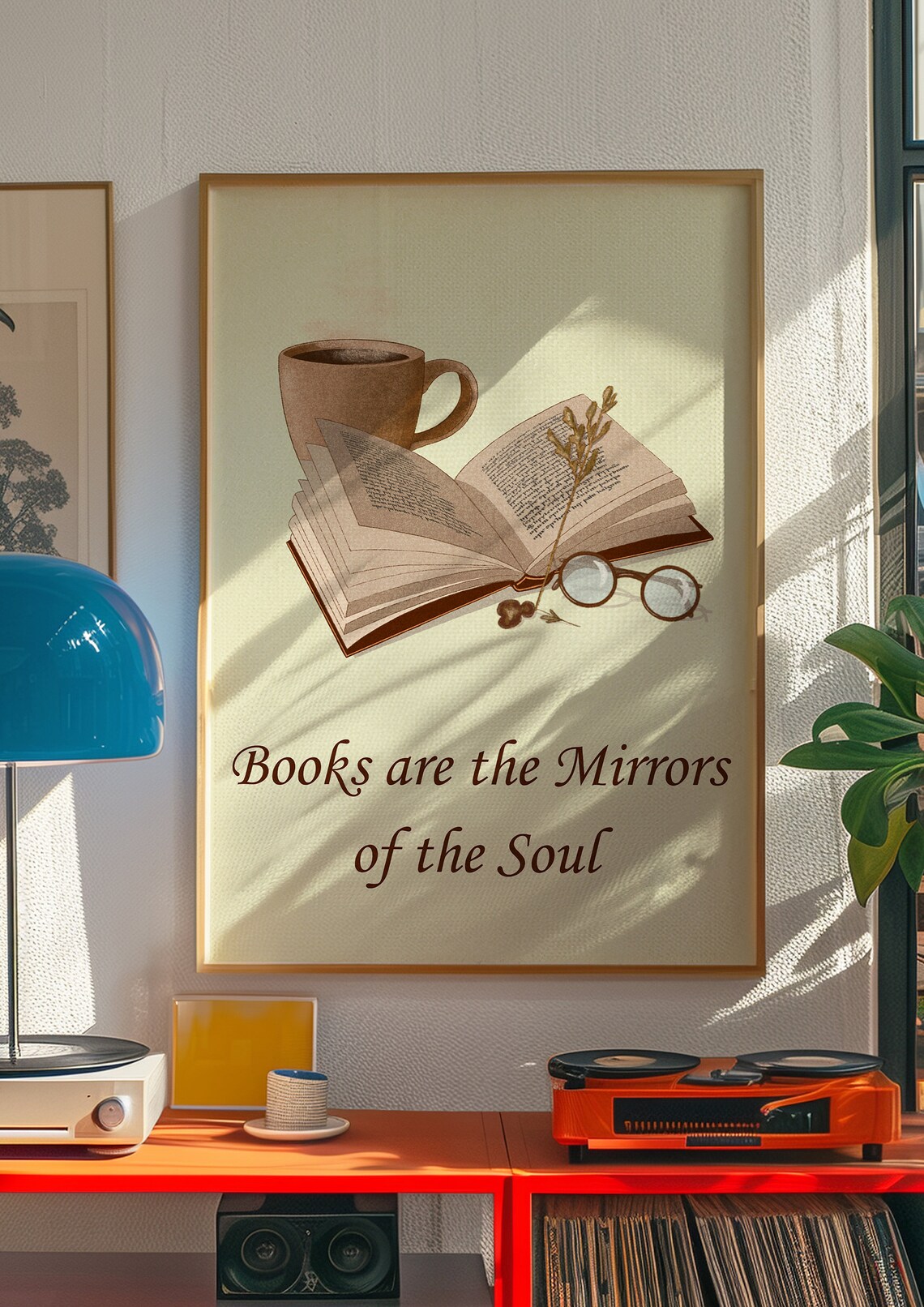 Books Are The Mirrors Of The Soul Book Print Stack Of Books Painting Trendy Wall Art Coquette Aesthetic Wall Art Book Lovers Print - Image 2