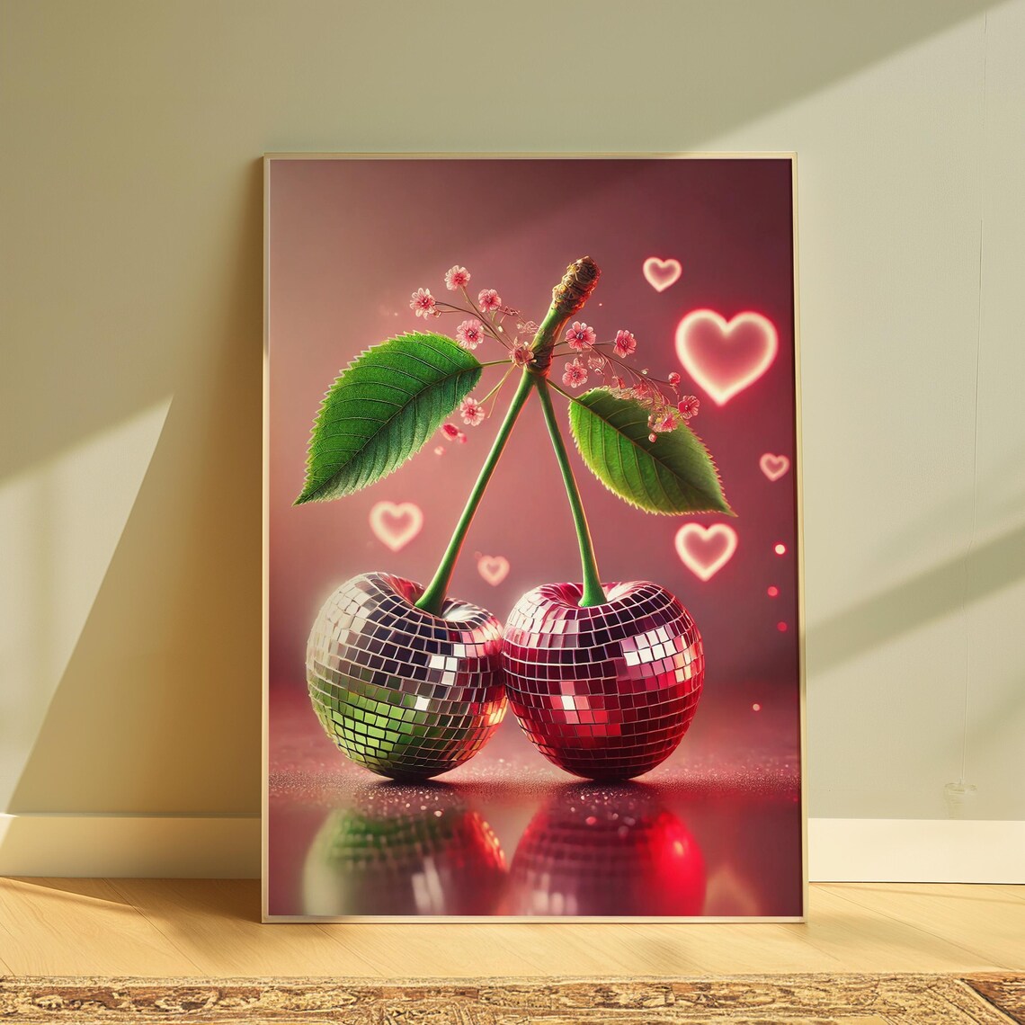 Disco Ball Cherry Retro Wall Art Print - Image 4