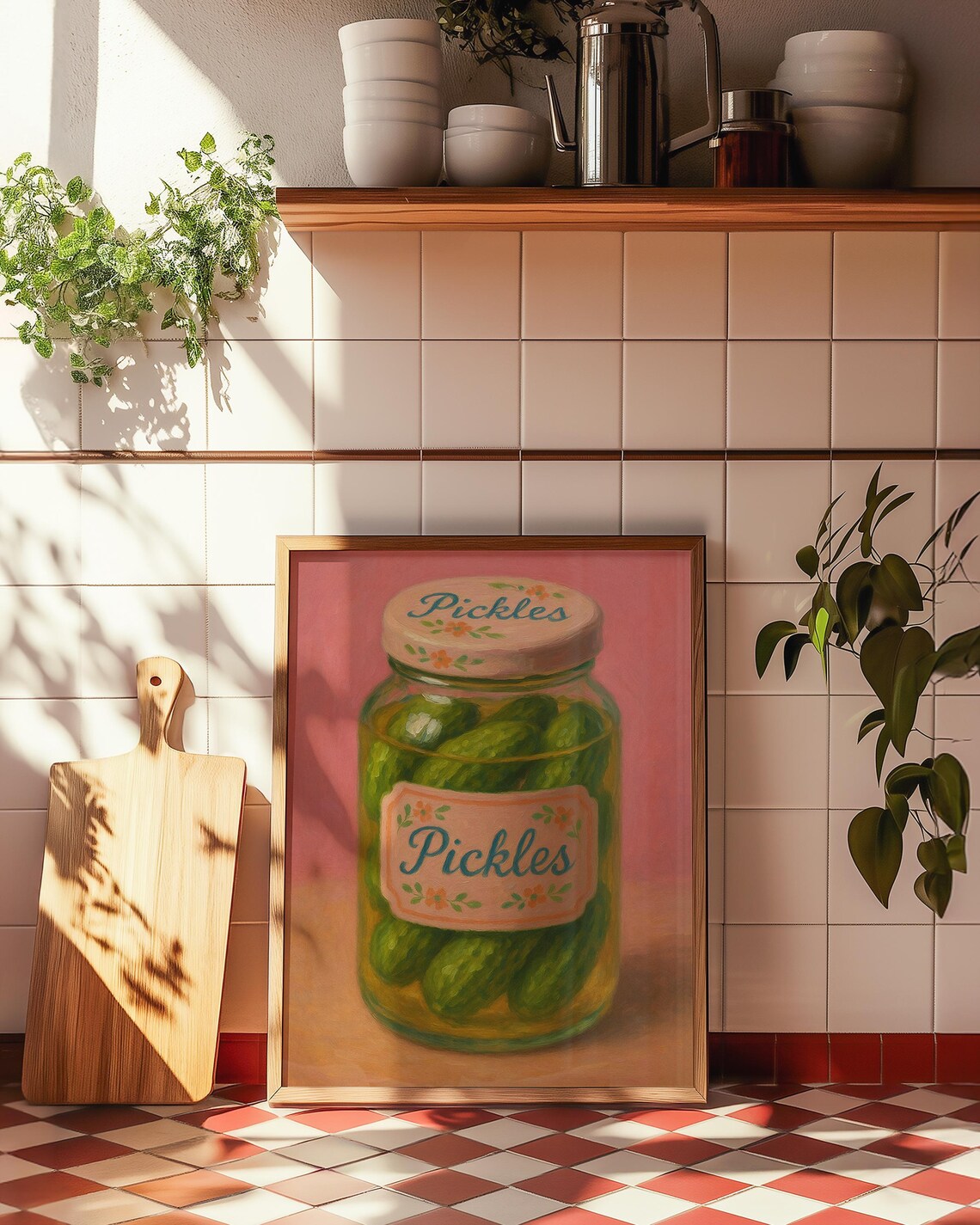 Pickle Print Pink Kitchen Decor, Preppy Poster - Image 3