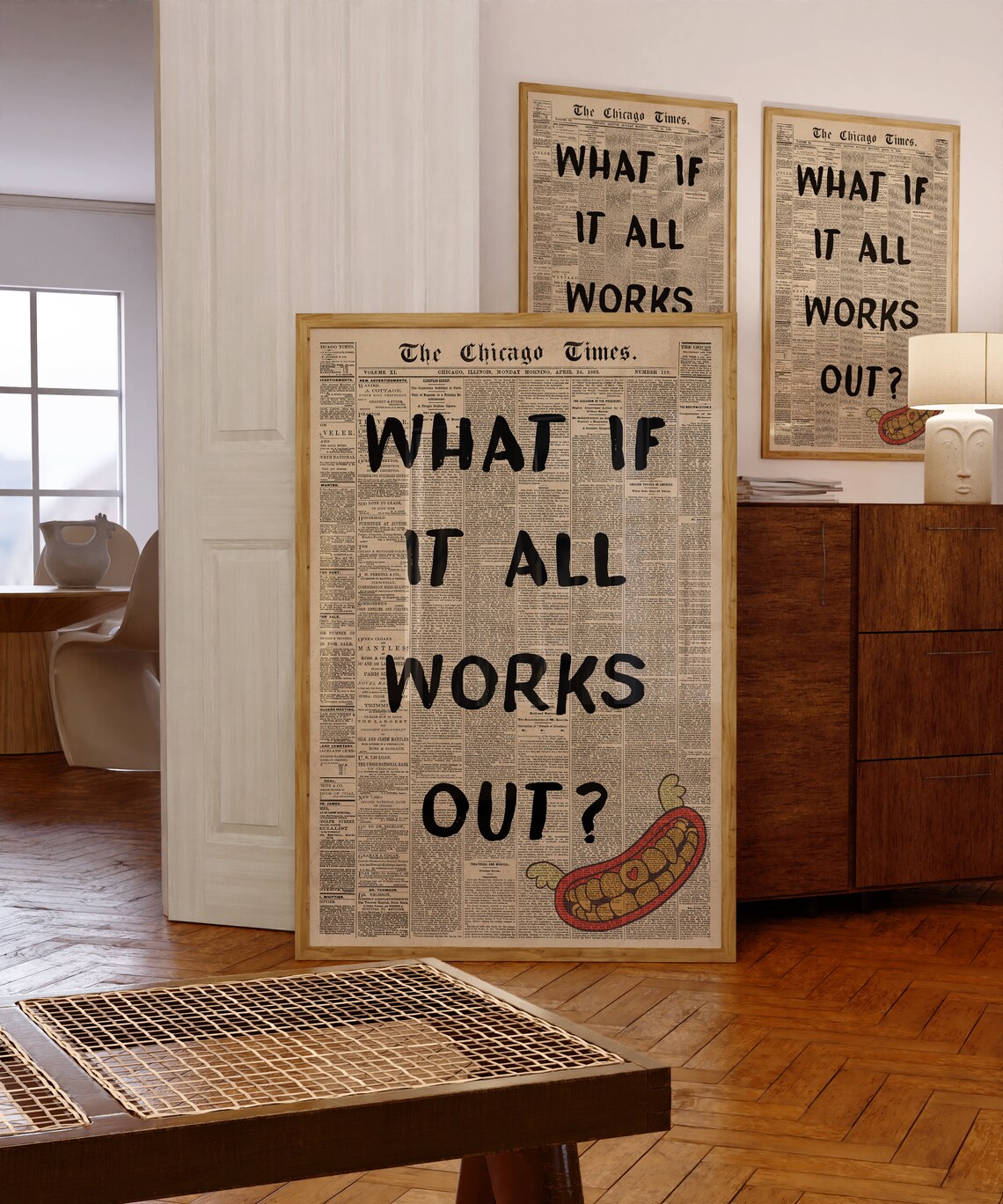 What If It All Works Out Vintage Newspaper Retro Quote Poster - Image 4