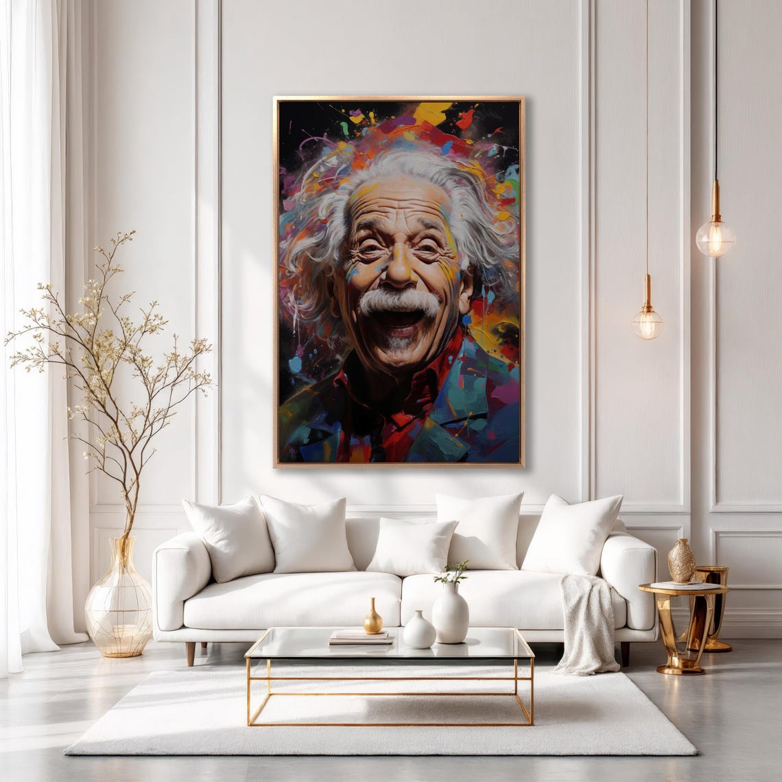 Albert Einstein Laughing Colorful Pop Art Portrait Painting Poster - Image 4