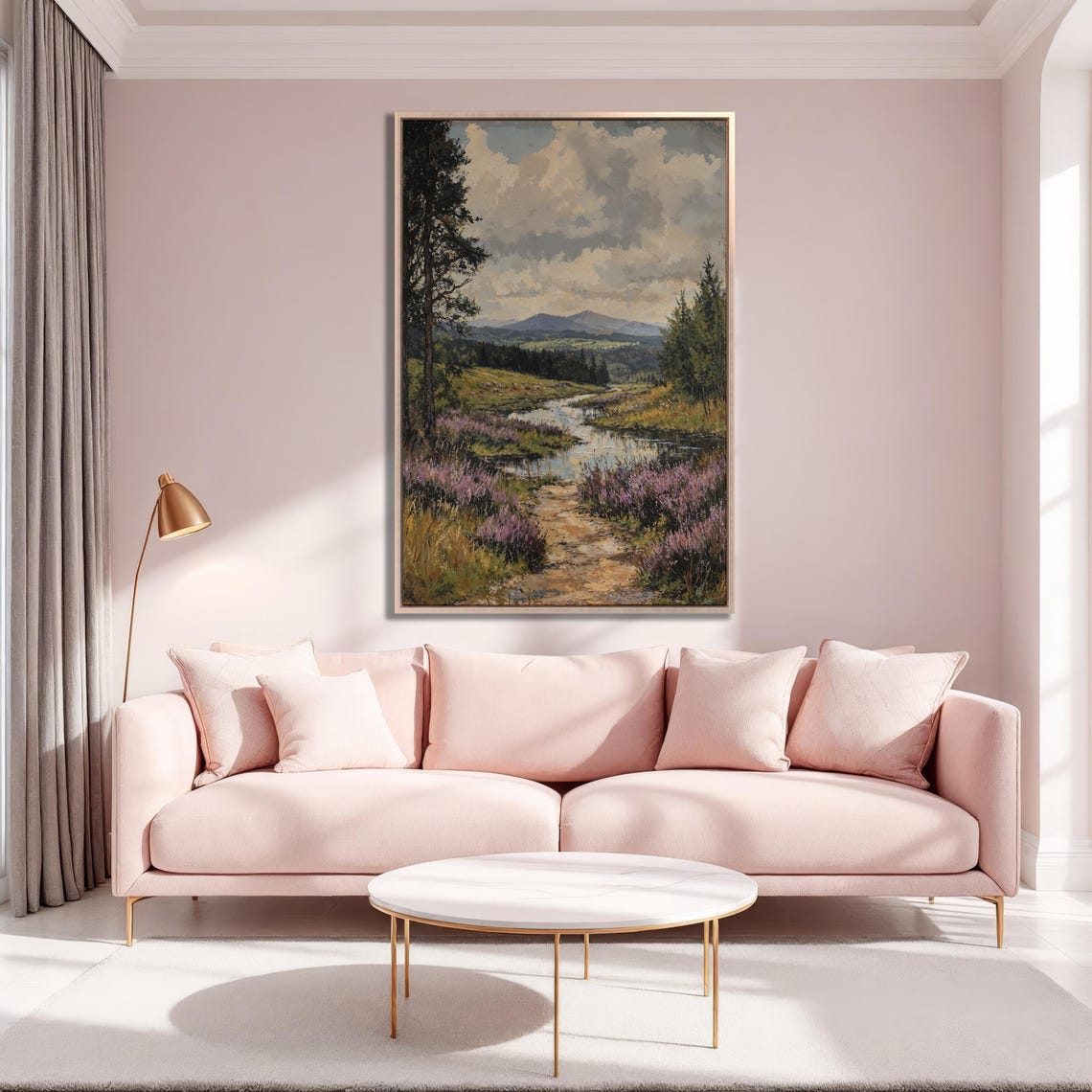 Winding River Through Purple Heather Moorland and Hills Poster - Image 5