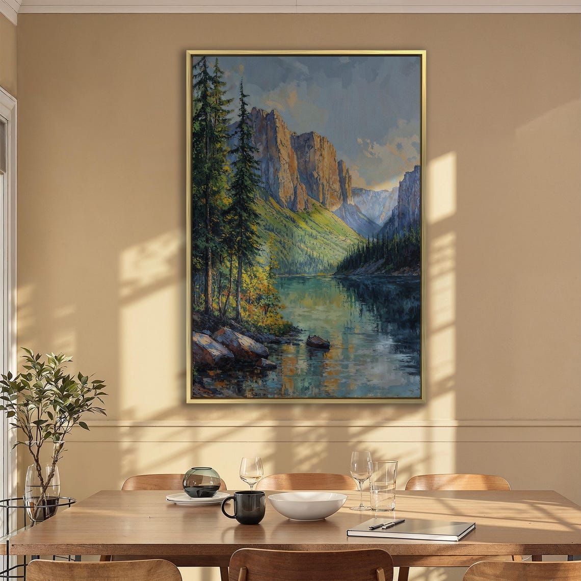 Turquoise Lake Between Canyon Cliffs With Small Rowboat Poster - Image 2