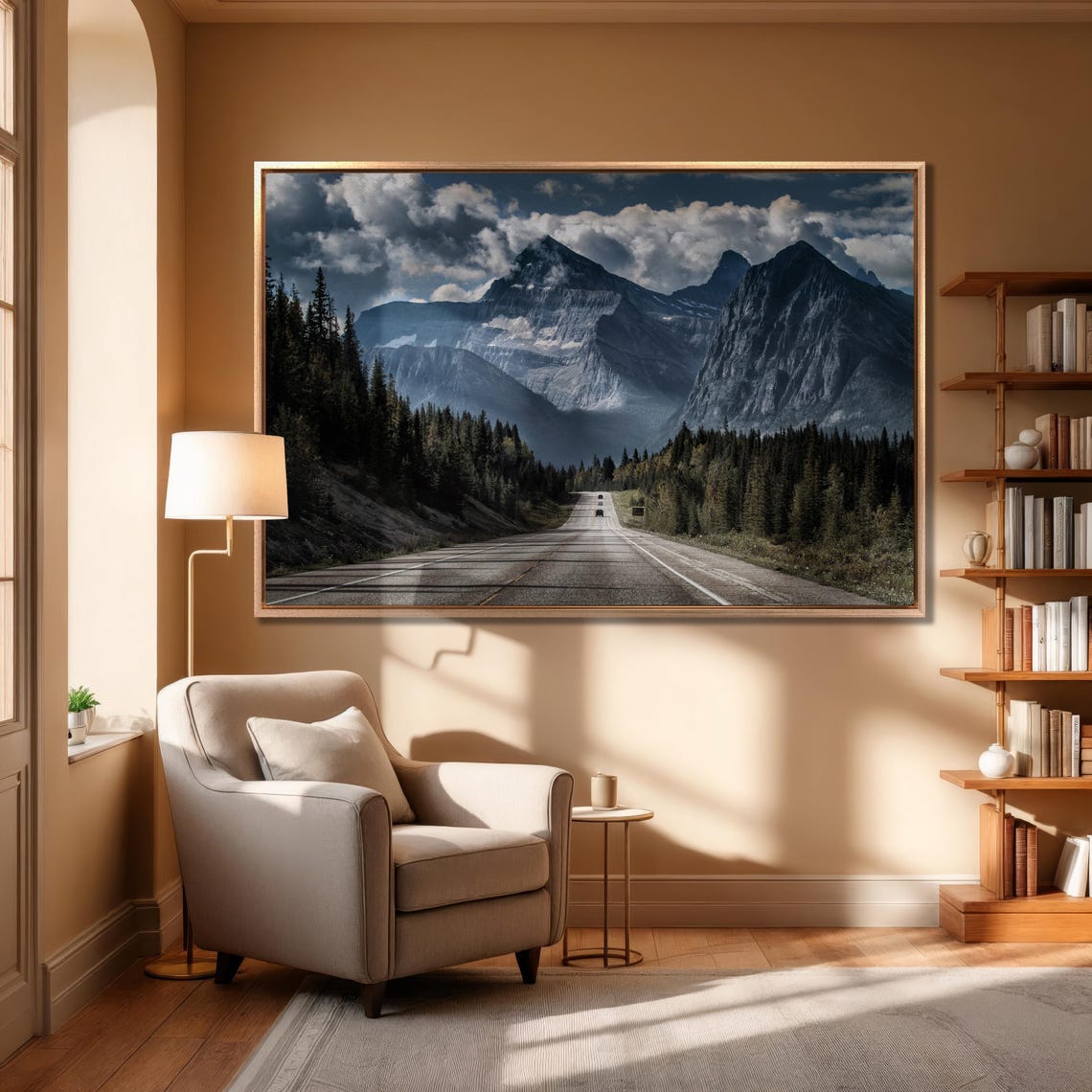Mountain Highway Road Through Dramatic Dark Peaks Large Wall Art - Image 3