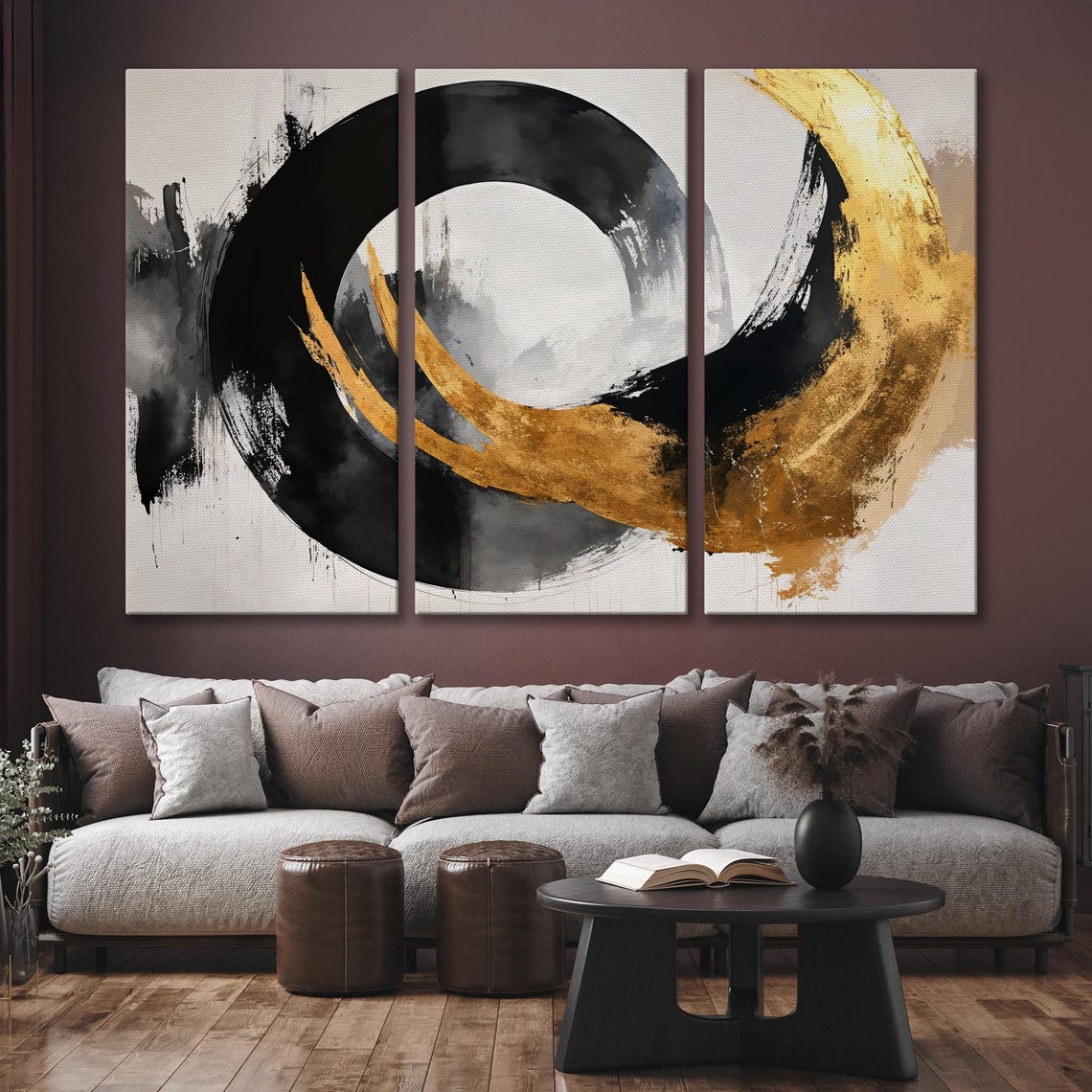 Black and Gold Bold Enso Circle Abstract Brush Stroke Art Poster - Image 6