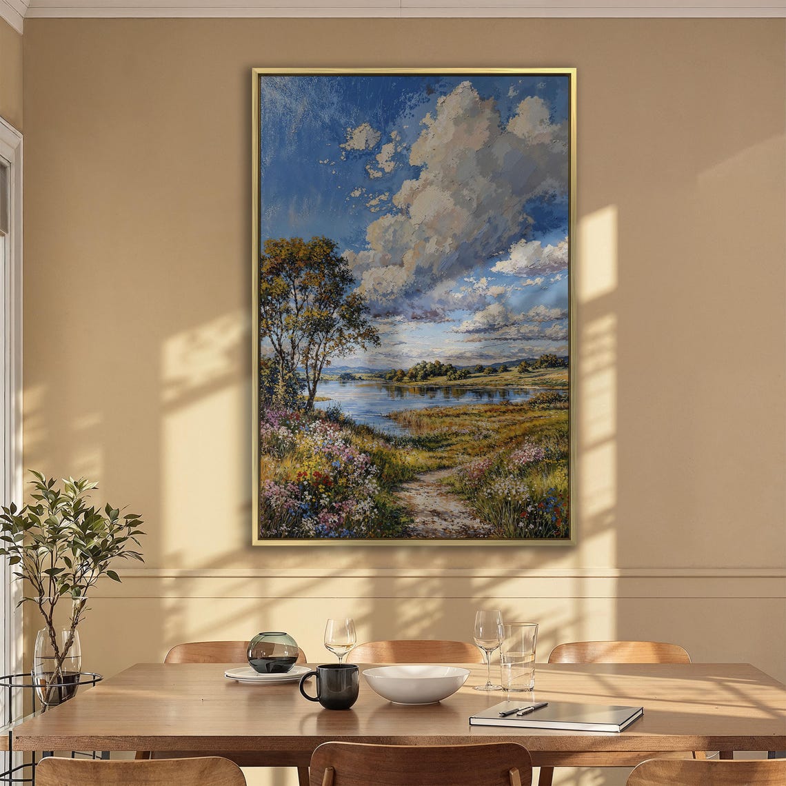 Sunny Countryside Lake With Wildflower Path and Big Sky Poster - Image 2