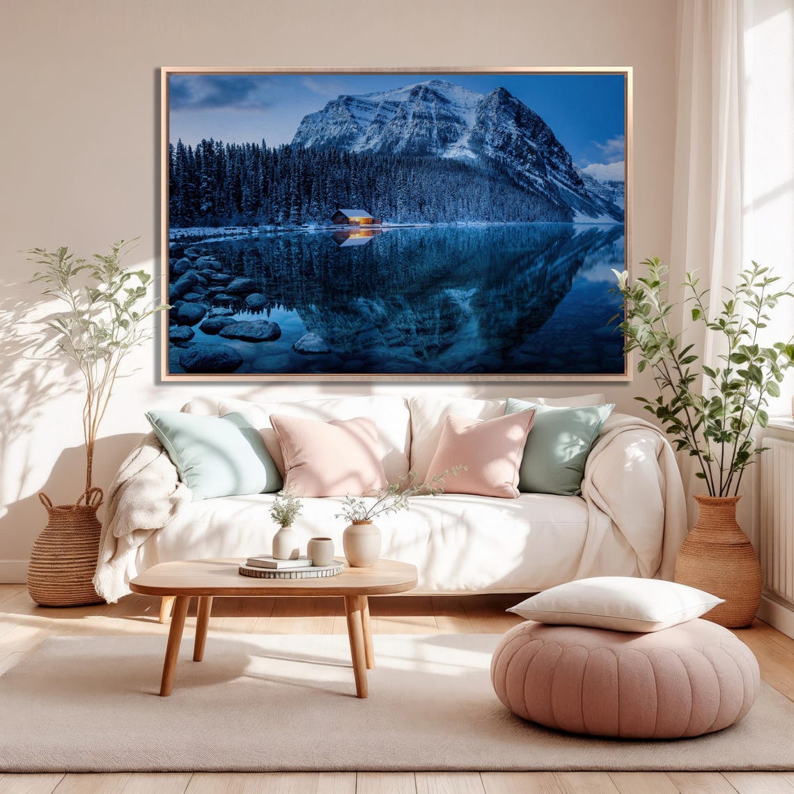 Lake Louise Winter Twilight Cabin Snow Reflection Canada Poster - Image 2