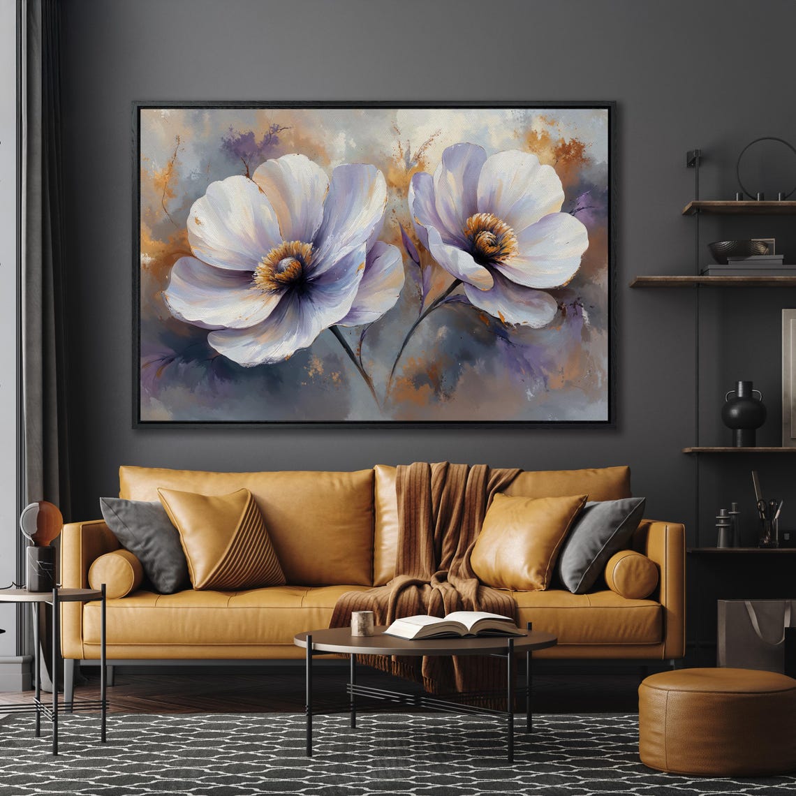 White Anemone Flower Duo Painted In Lavender Botanical Poster - Image 5