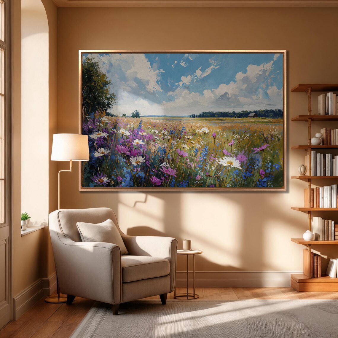 Spring Wildflower Field Of Cosmos Daisies And Red Barn Poster - Image 6