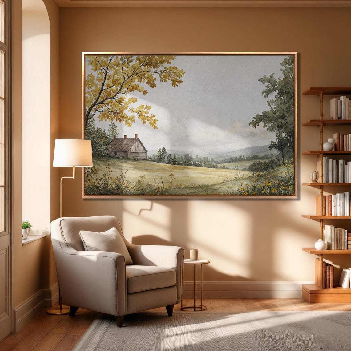 Rustic Barn On Golden Hillside Watercolor Countryside Poster - Image 6