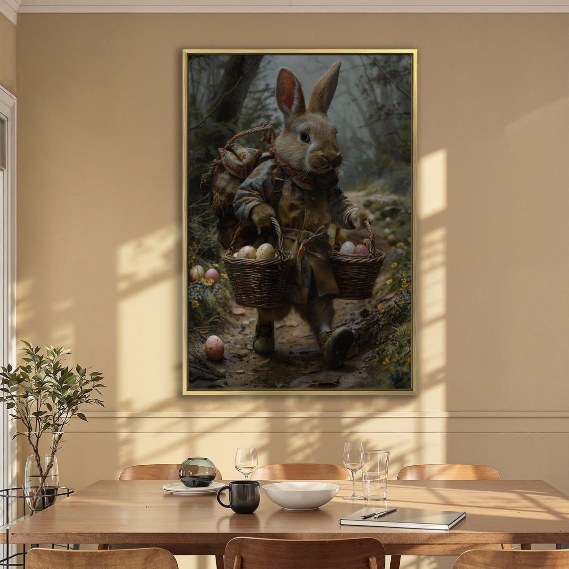 Dressed Rabbit Explorer Carrying Wicker Baskets Of Eggs Poster - Image 6