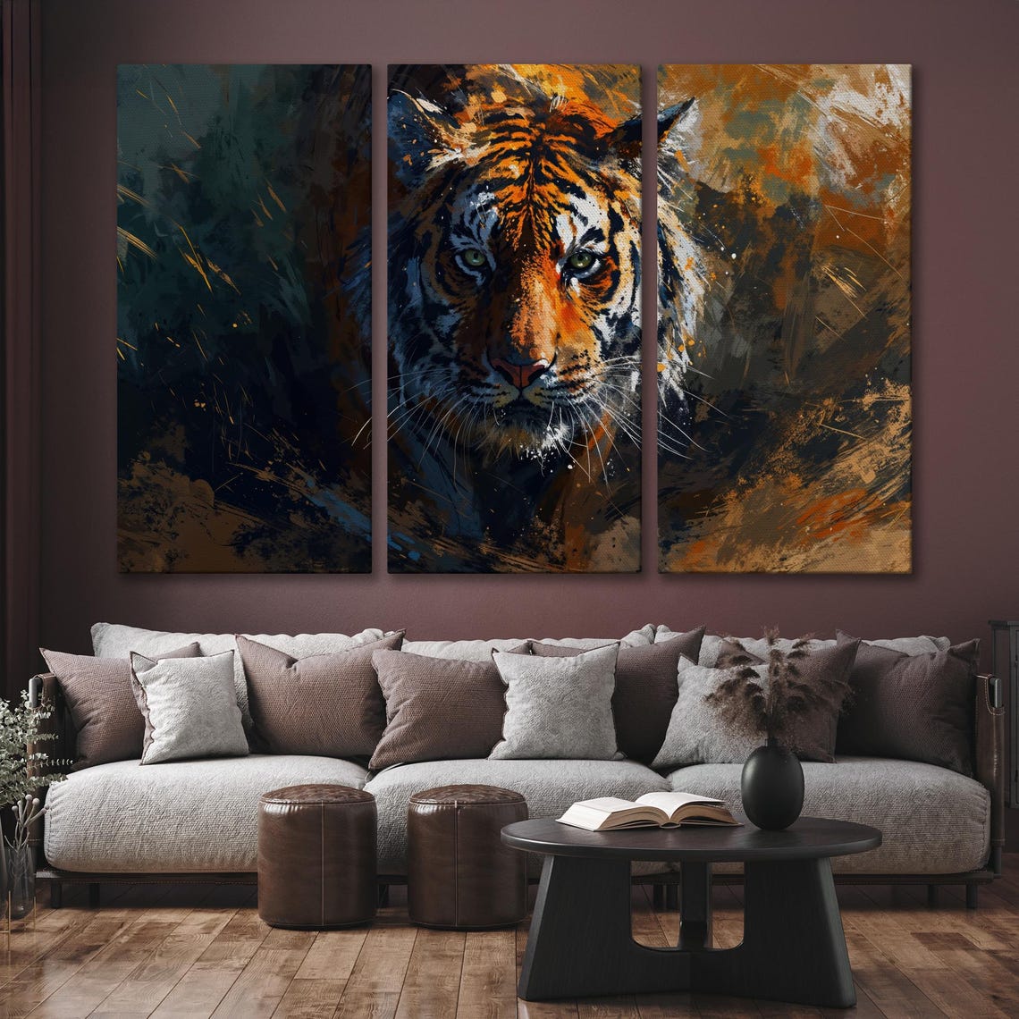 Tiger Face Close Up Vibrant Colorful Paint Splash Wildlife Wall Art - Image 6