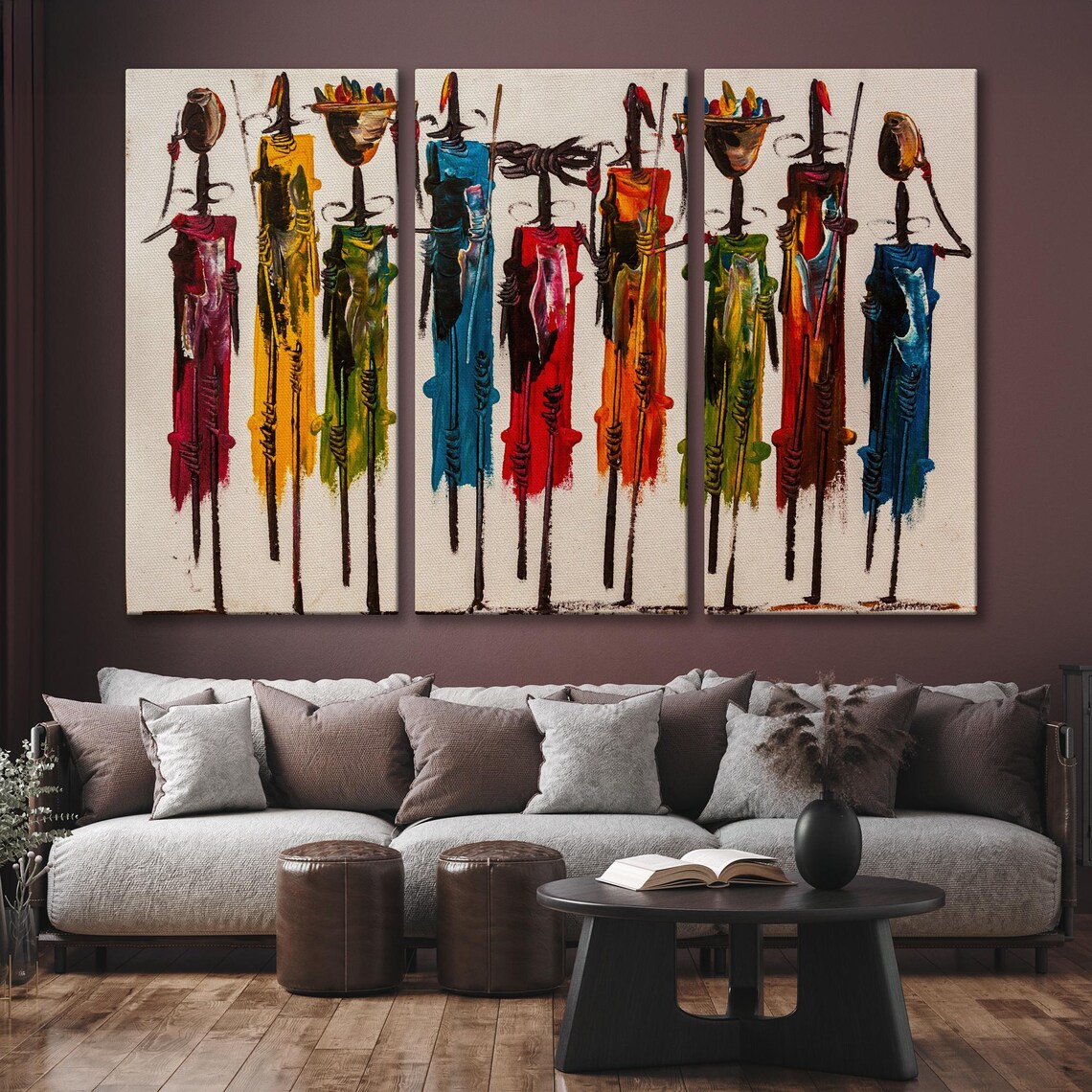 Abstract African Maasai Figures Colorful Tribal Painting Art Poster - Image 6