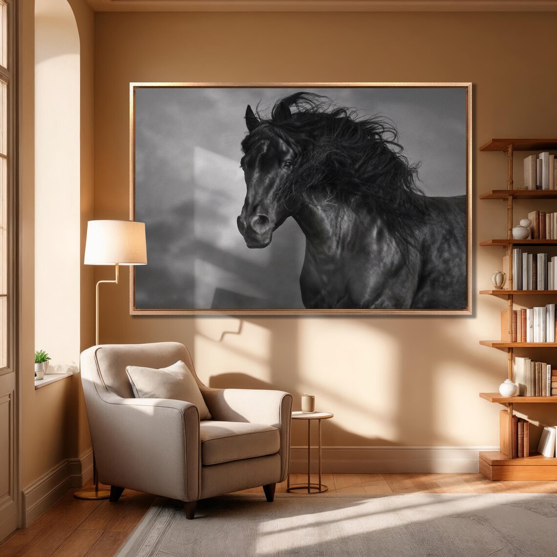 Graceful Black and White Horse Photography Art Print - Image 4