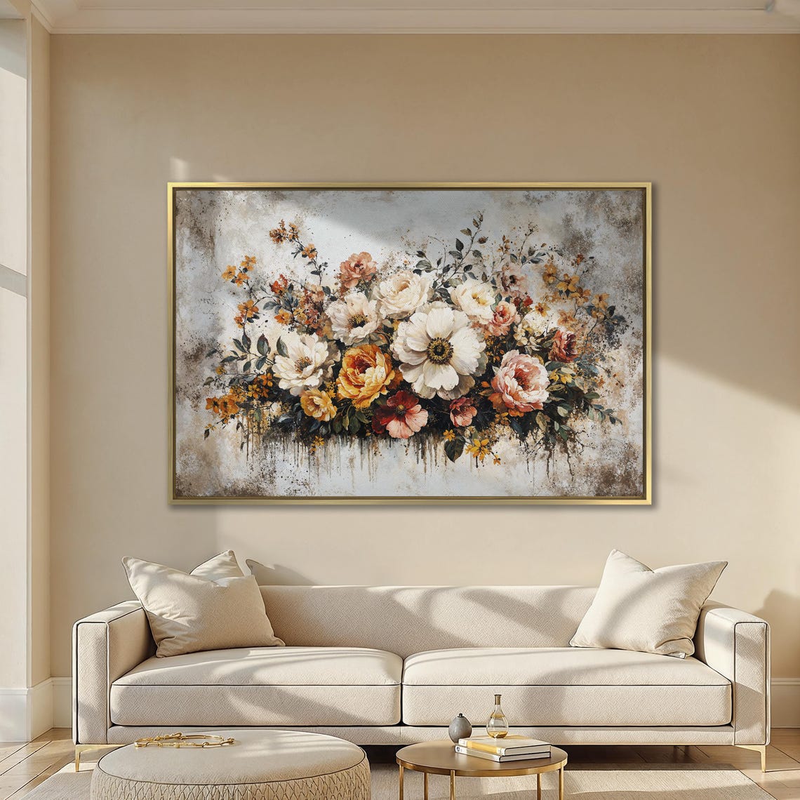 Vintage White And Rose Floral Bouquet Still Life Wall Poster - Image 2