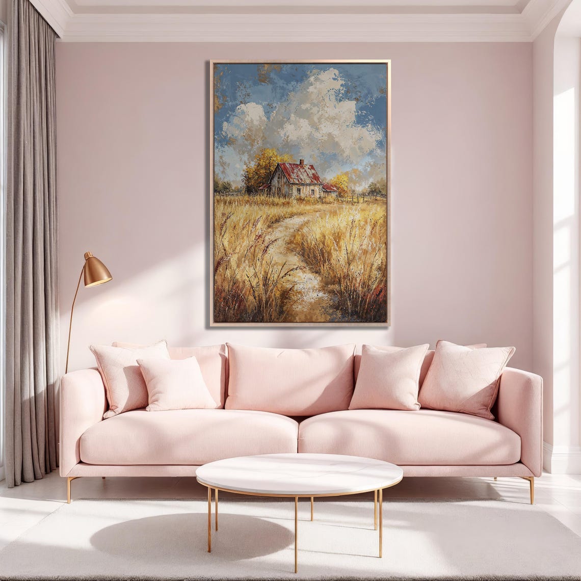 Weathered Barn With Red Roof in Golden Wheat Field Art Poster - Image 5
