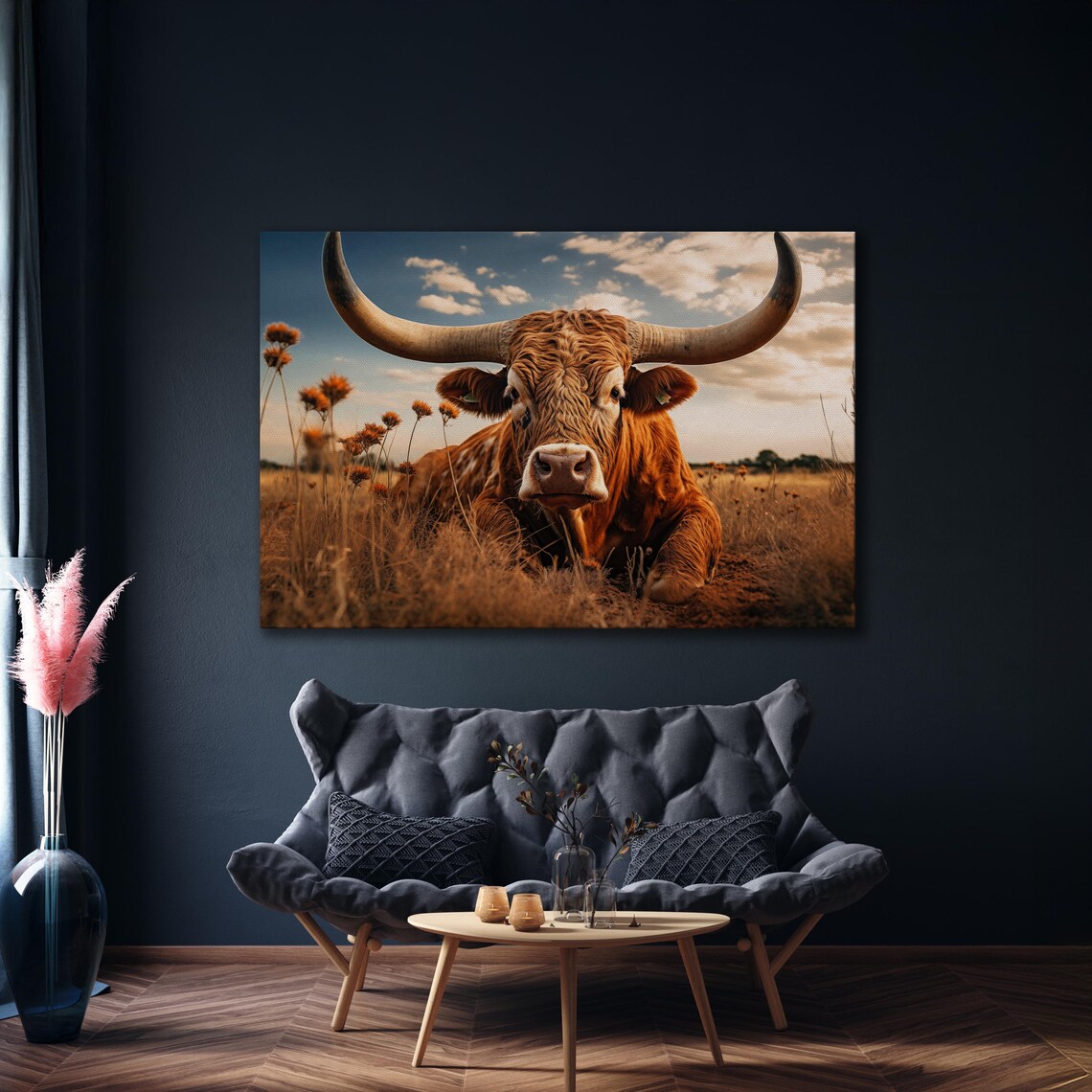 Texas Longhorn Cow Art Print, Rustic Farmhouse - Image 4