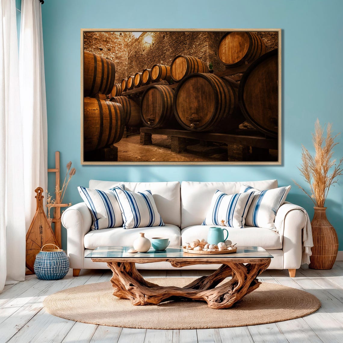 Wine Cellar Oak Barrels Aging Rustic Vineyard Storage Wall Art - Image 3
