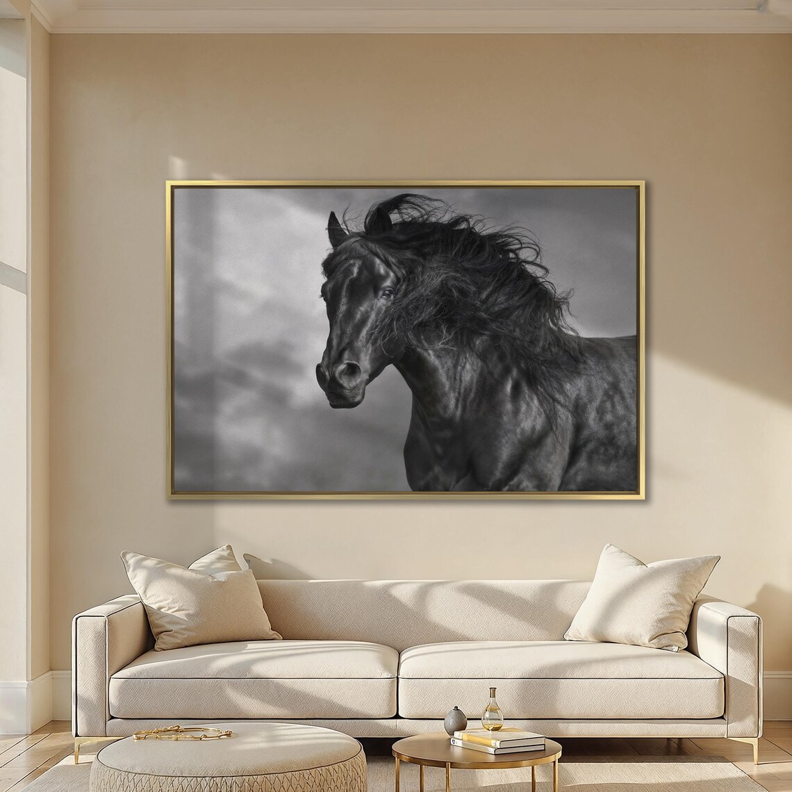 Graceful Black and White Horse Photography Art Print - Image 6
