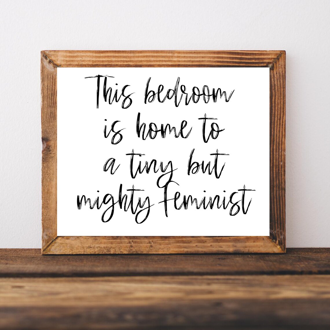 Tiny But Mighty Feminist Bedroom Quote Poster for Little Girls Room