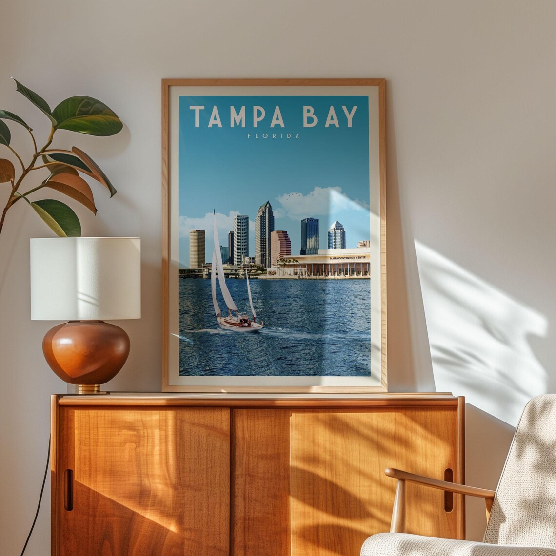 Tampa Bay Florida Vintage Skyline Poster Print