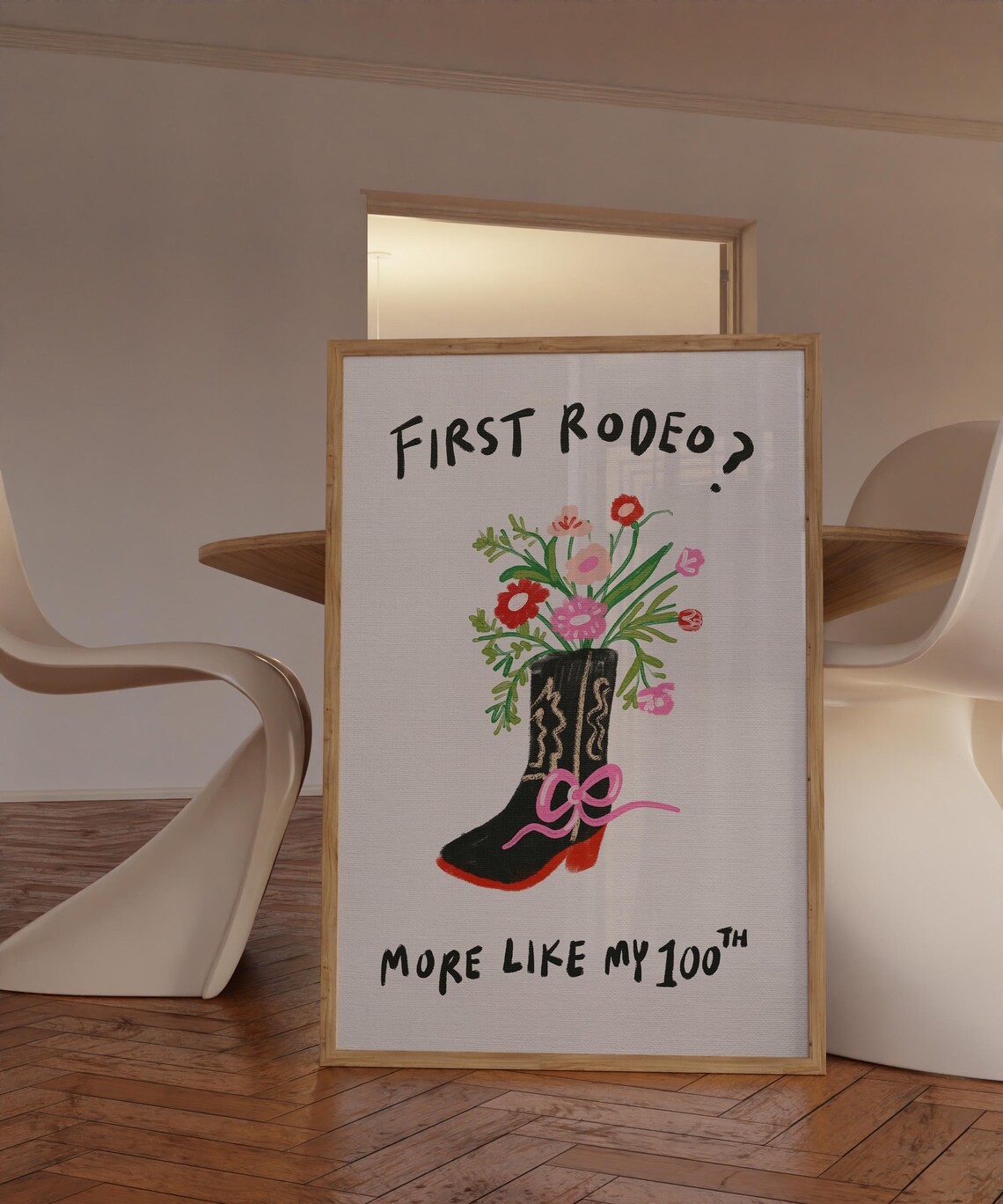 Sassy Rodeo Boot Art Print, Western Office Decor