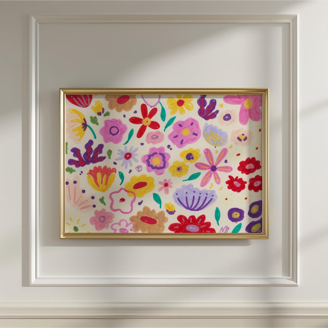 Colorful Abstract Floral Pattern Playful Botanical Wall Decor Poster
