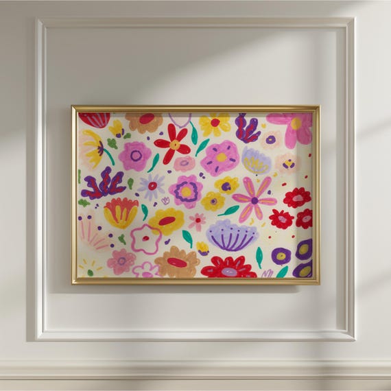 Abstract Floral Art Print Colorful Botanical Illustration