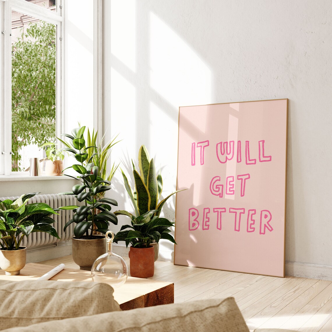 Pink Motivational Quote Art Print, It Will Get Better