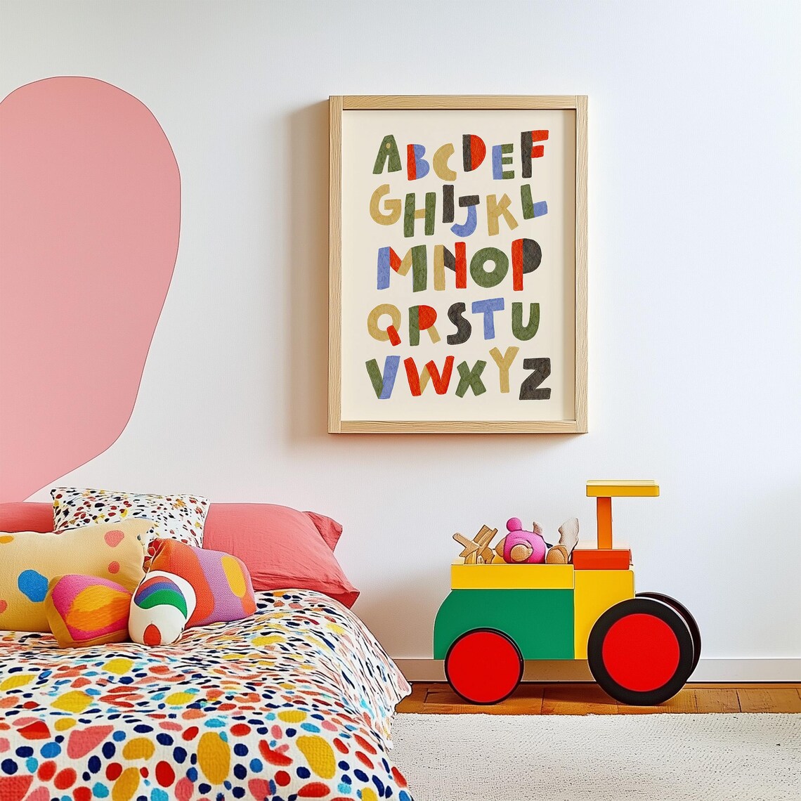 Handillustrated Alphabet Print, Eclectic Nursery Art Print