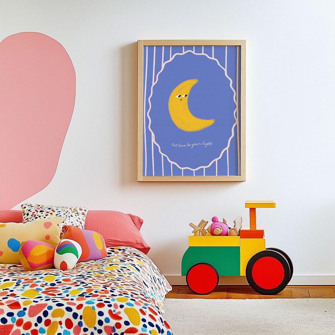 Crescent Moon Bunny Nursery Watercolor Art Print