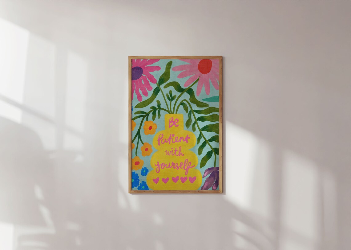 Floral Motivational Quote Poster, Botanical Wall Art